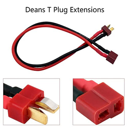 3-Pack T Plug Male Connector to Female Connector Adapter Extension Cable with 11.8inch 14awg Wire for RC Battery Toy DIY Spare Part