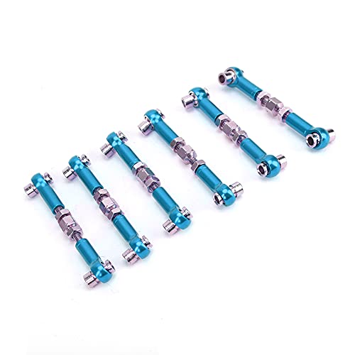 6 Pcs Adjustable Servo Links Tie Rod Set High Precision Aluminum Alloy RC Car Accessories for 1/10 1/12 Buggy Touring Drift Cars Red Purple Black Dark Blue Light Blue (Light Blue) - color: Light Blue