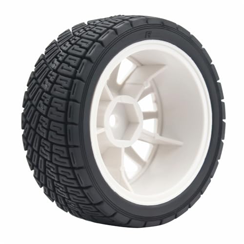 68mm 4PCS 1/10 RC On-Road tires and Hard Plastic wheels set Hex 12mm For WRC Drift Car Conversion 1/10 RC On-Road Car Traxxas Tamiya FW06 TT02 HPI HSP 94122 Kyosho W76 (White) - color: White