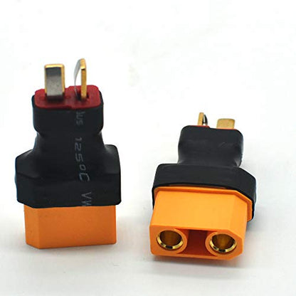 No Wires Connector T-Plug Deans Male to XT90 XT-90 Female Conversion Adapter for RC LiPo Battery (2 Pack) - size: 2 pack T plug Male to XT90 Female