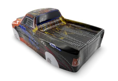 1/10 Scale RC Drift Body Shell - Painted Pickup Truck Lexan Body for Touring & Off-Road RC Cars - Monster King Graphic (Orange) - color: Orange