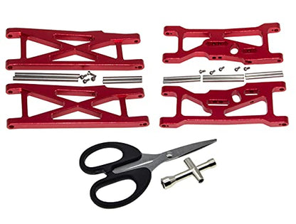 Front/Rear Swing Suspension Arm for Losi 1/10 22S SCT 2WD Short Course Truck Rc Car Upgrade Aluminum Alloy Parts and 2 Tools(Red) - color: Red