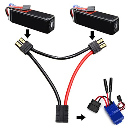 Hobbypark RC Battery Y Harness Series Connector Adapter Wire Lipo Battery Connection for Traxxas Dual Batteries in 1/16 Models,Replacement of 3063