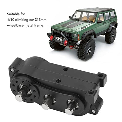 VBESTLIFE Transfer Case 313mm Wheelbase 2 Speed CNC Machined Anodised Aluminium Alloy RC Parts for Scx10 1/10 RC Car (Black) - color: Black