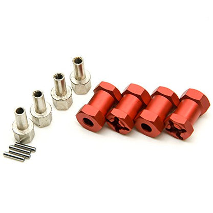 RC 12mm Wheel Hex Drive Hubs Combiner Coupler Aluminum 15mm/20mm/25mm/30mm Offset Extension Longer Combiner Drive Adapter for 1/10 Axial SCX10 Wraith RC Car Upgrade Parts (Red - 20mm) - color: Red - 20mm