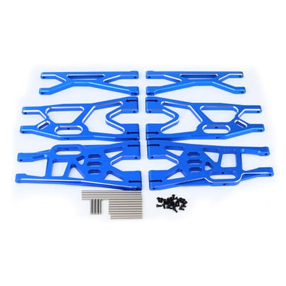 Aluminum Front Upper Lower Swing Arm Set & Rear Lower Suspension Arm for RC 1/5 X-Maxx (Blue) - color: Blue