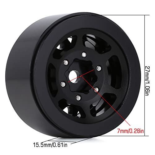 INJORA 1.0 Wheel Rims RC Metal Beadlock Wheels Rims for AX24 1/18 TRX4M All 1/24 Scale Axial SCX24 Deadbolt RC Crawler Car Upgrades Accessories(Black) - color: Black