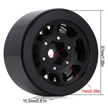 INJORA 1.0 Wheel Rims RC Metal Beadlock Wheels Rims for AX24 1/18 TRX4M All 1/24 Scale Axial SCX24 Deadbolt RC Crawler Car Upgrades Accessories(Black) - color: Black