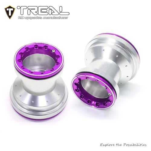 TREAL Aluminum 7075 Beadlock Wheels Set of 4 for 1/18 Mini LMT Monster Truck(Silver-Purple) - color: Silver-Purple