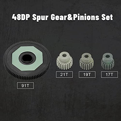 OGRC 91T Spur Gear Differential Gear for 1/10 Arrma Senton Typhon Granite | Steel 48DP 91T Slipper Gear with 17T 19T 21T Pinions Gear Set for 1/10 Arrma Senton Typhon Granite 4X4 RC Truck #ARA311030