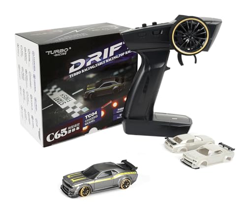 Turbo Racing 1:76 Scale Drift RC Car, Mini Table Racing Model Car with 2.4G Remote Control & Gyro Full Proportional RTR for Adults Hobby Toys Gifts (C65) - style: C65
