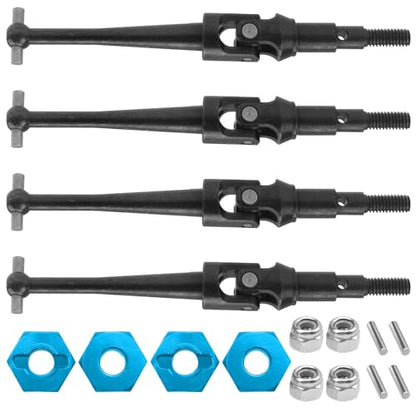 ShareGoo Steel CVD Drive Shaft Dogbone w/Hex Wheel Hubs Hex Adapter Compatible with MJX Hyper Go 16207 16208 16209 16210 H16BM H16GT H16DR H16 1/16 RC Car (Black) - color: Black