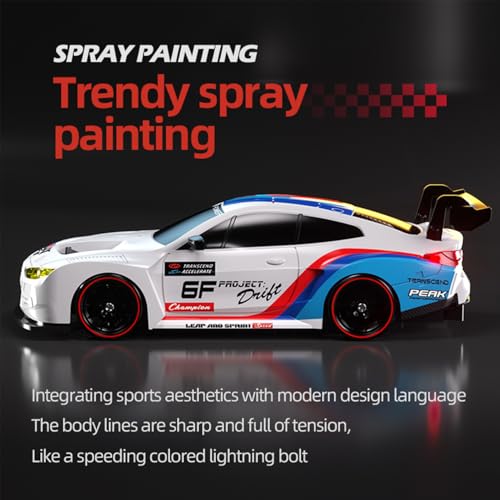 1:20 Scale RC Drift Car 4WD 2.4GHz Remote Controlled Racing Car LED Lights and Tyres Designed Specifically for Racing and Drifting Comes with 2 Batteries Suitable for Beginners (Silver) - color: 28-silver