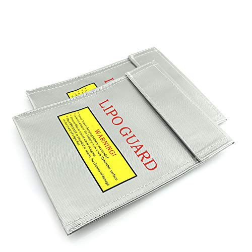 RLECS 2pcs RC Lipo Safe Bag Fireproof Lipo Guard Silver Lithium Charging Bag Battery Sack 18x23cm - size: Sx2
