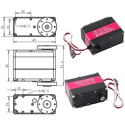 RDS5160 Servo 60 kg RC Digital Servo High Torque Mental Gear 180 270 Degree with U-Shaped Mount Disc for 1/5 RC Car Robotics DIY Projects (270) - size: 60KG 270°