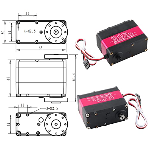 RDS5160 Servo 60 kg RC Digital Servo High Torque Mental Gear 180 270 Degree with U-Shaped Mount Disc for 1/5 RC Car Robotics DIY Projects (270) - size: 60KG 270°
