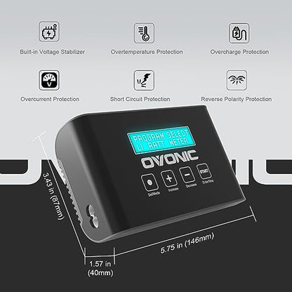 OVONIC Mate1 LiPo Battery Charger 100W 10A Smart RC Charger for 1S-6S LiPo/Life Batteries and 3-18S NiMH, XT60 Connector (Upgraded Version, No Balance Board)