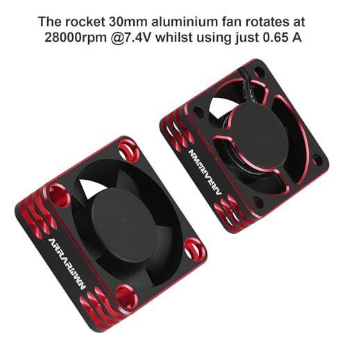 2Pack RC Car Motor Cooling Fan Heatsink 28000RPM Brushless ESC Cooling Fan | RC Cooling Fan for RC Car 1/8 1/10 540 550 Motor (Black+Red) - color: Black Red 2Pack