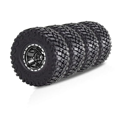 1.0 Beadlock Wheels and Tires Crawler Wheel Set for RC 1/24 Axial SCX24 Gladiator Bronco C10 Deadbolt AX24 FCX24 1/18 TRX4M Upgrade Parts (Style 1)