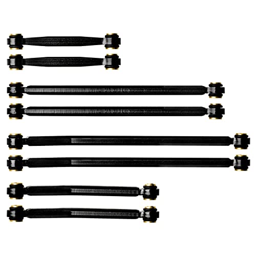 Hobbypark High Clearance Links Set Aluminum Upgrades Linkage for Axial SCX24 Deadbolt AXI90081 B17 Upgrades 1/24 RC Crawler Car (Black) - color: Black