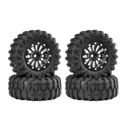 daitoku 1.3 Beadlock Wheels and Tires 1.3" Wheel Tires Set for 1/18 1/24 Trx4m SCX24 RC Crawler Car (4PCS) - Black - color: Black