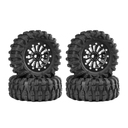 daitoku 1.3 Beadlock Wheels and Tires 1.3" Wheel Tires Set for 1/18 1/24 Trx4m SCX24 RC Crawler Car (4PCS) - Black - color: Black
