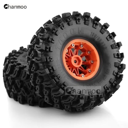2.2 RC Crawler Tires And Wheels Beadlock Rims 1/10 RC Rubber Slingers Grappler Mud Tyres OD 136mm For 1:10 Rock Crawler Car Axial SCX10 90047 D90 TF2 Tamiya CC01 Traxxas TRX4 RGT 4PCS (Orange) - color: Orange