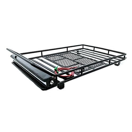 VICASKY Car Roof Luggage Carrier Rack with Light Bar for Crawler Black Cargo Bracket for Rc Vehicles Supports Multiple Accessories Easy to Install