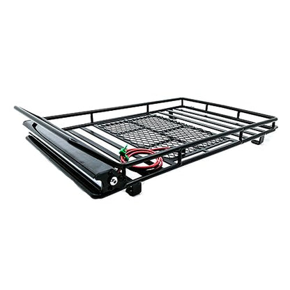 VICASKY Car Roof Luggage Carrier Rack with Light Bar for Crawler Black Cargo Bracket for Rc Vehicles Supports Multiple Accessories Easy to Install