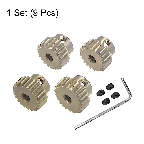HARFINGTON 48P Hardened Pinion Motor Gear Set 4pcs 20T 21T 22T 23T Fit 1/8 inch RC Motor Shaft 48 Pitch 7075 Aluminum Gears for RC Car, with Hex Key - style: 20T 21T 22T 23T