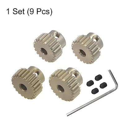 HARFINGTON 48P Hardened Pinion Motor Gear Set 4pcs 20T 21T 22T 23T Fit 1/8 inch RC Motor Shaft 48 Pitch 7075 Aluminum Gears for RC Car, with Hex Key - style: 20T 21T 22T 23T