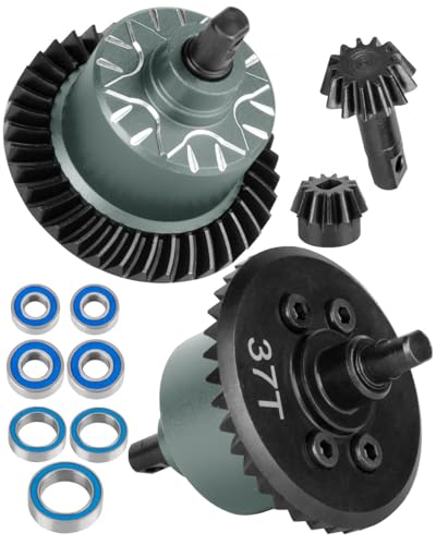 RC Diff Gear 37T Upgrades Part for 1/10 Slash 4X4 VXL/Rustler 4X4 VXL/Stampede 4X4 VXL/Hoss 4X4 VXL/XO-1,Front Rear Differential Hop Ups,Titanium - color: Titanium-(upgrades Part）