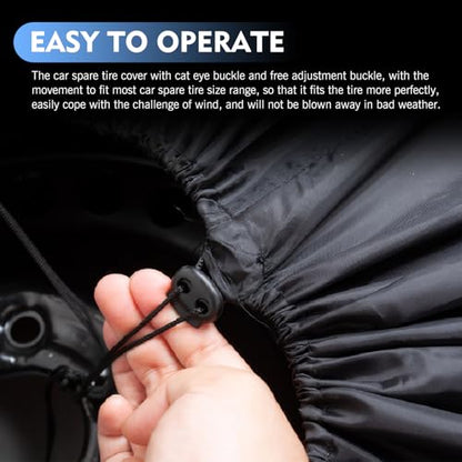 Tire Storage Bag, Spare Tire Cover, 210D Oxford Cloth Waterproof Car Spare Protector, Sun Protection Wheel Cover with Storage Bag, Universal for 13-18In (Black, Diameter 31In)