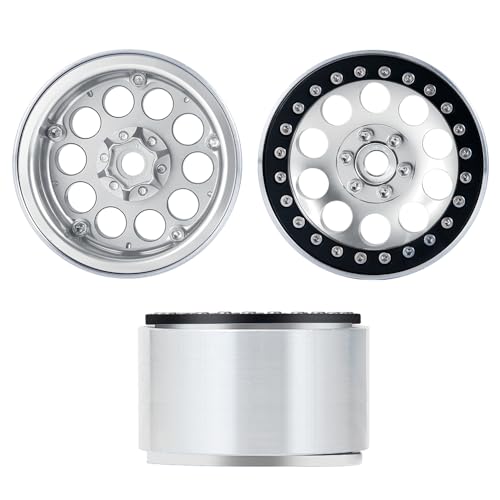 RCLIONS 4PCS Aluminum Alloy 2.2" Beadlock Wheels Rims 35mm for 1/10 RC Rock Crawler Car Axial Wraith 90018