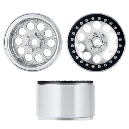 RCLIONS 4PCS Aluminum Alloy 2.2" Beadlock Wheels Rims 35mm for 1/10 RC Rock Crawler Car Axial Wraith 90018