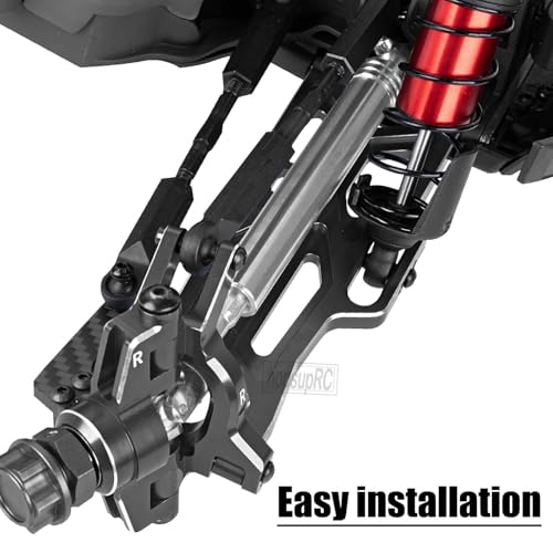 RC Aluminum Suspension Arms Set&Hubs Caster Blocks&Front Steering Block Knuckles&Rear Hubs Upgrades Parts for 1/10 Kraton/Outcast V2 4S BLX,Front Rear Suspension Arms Hops Up,Black - color: Black(for 1/10)