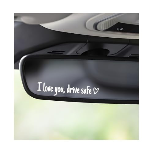 3 PCS I Love You Drive Safe Mirror Sticker, Cute Drive Reminder Windshield Decal Self Affirmation Decoration, Waterproof Safe Driving Rearview Mirror Sticker for Girls Women (White) - color: White