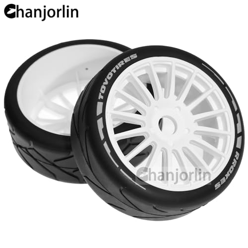 1/8 1/7 RC On Road Racing Rubber Tires OD 4.05" & Hard Plastic Street Wheels 17mm Hex for 1:8 1:7 Touring Rally Drift Car Tamiya HPI WR8 HSP ARRMA KM WRC C3 Kyosho GT2 Upgrade Part 4PCS