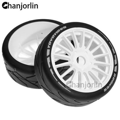 1/8 1/7 RC On Road Racing Rubber Tires OD 4.05" & Hard Plastic Street Wheels 17mm Hex for 1:8 1:7 Touring Rally Drift Car Tamiya HPI WR8 HSP ARRMA KM WRC C3 Kyosho GT2 Upgrade Part 4PCS