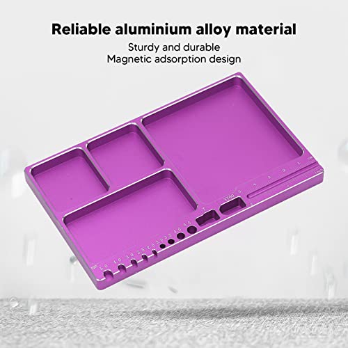 Magnetic Screw Tray, RC Aluminium Alloy Screw Tray, Adsorption Widely Used Magnetic Parts Tool Tray for RC Model Toy Repair Mat Electronic Repair Kit Tool Organizer (Purple) - color: Purple
