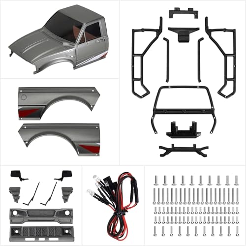 RC Spare Part Compatible with TRX4M for Defender for Bronco for Pickup Hard Body Shell with Bed Rack 1/18 RC Crawler Car Upgrade Parts(Gray) - size: Gray