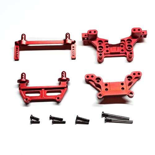 Swing Arm Shock Mount Body Pillar Steering Rod Kit, Metal Aluminum Alloy Upgrade Accessories Spare Part, for Hyper GO BEZGAR Jetwood H16BM H16GT H16DR 1/16 RC Car (Red) - color: Red