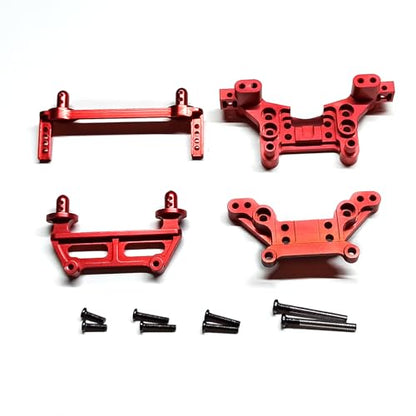 Swing Arm Shock Mount Body Pillar Steering Rod Kit, Metal Aluminum Alloy Upgrade Accessories Spare Part, for Hyper GO BEZGAR Jetwood H16BM H16GT H16DR 1/16 RC Car (Red) - color: Red