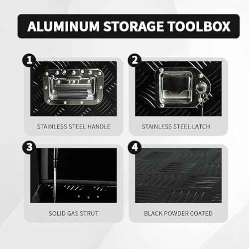 39 inch Truck Tool Box,Aluminum Truck Bed Tool Box w/Handled Lock and keys,Universal Fit for Pickup‌ Truck,Trailer,Vehicle,UTV,ATV-Black,39 X 19.5 X 17.5 inch - color: Black, size: 39 x 19.5 x 17.5 inch