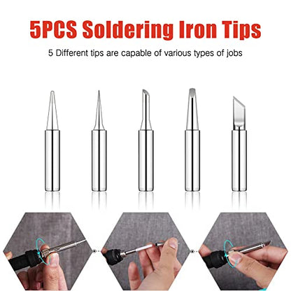 Electronic Soldering Iron Kit, 120W Digital Soldering Gun Tools | Portable Easy-play Solder Kit with 5pcs Extra Tips, 50g Solder Wire, Heavy Duty Holder, Cleaning Sponge, Solder Paste - color: Digital 120w 10-in-1