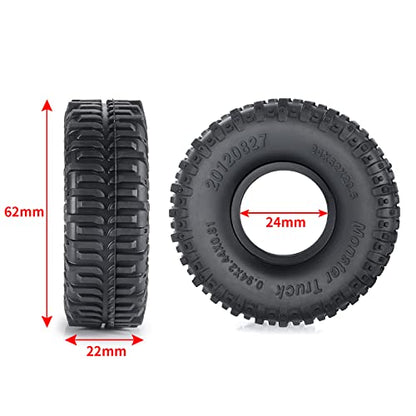 MOHERO 4PCS 1.0" Mud Grappler Rubber Tyre 1.0 Wheel Tires 62 * 22MM for Axial SCX24 90081 AXI00001 002 004 005 006 RC Crawler Car (A Style) - color: C-a Style