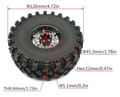 RC 1.9 Beadlock Wheels Negative Offsets 8mm and Tires for 1/10 SCX10 SCX10 SCX10 Pro TRX4 TRX6 Gen7/8 RC Crawler Remote Control Car Upgrades Aluminum 1.9 Beadlock Wheel Rims (Silver) DK - color: Silver