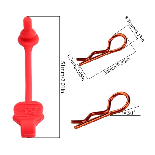 8PCS TGCWENG Universal RC Body Clips w/Pull Tabs Car Clips R Clips for All 1/10 1/12 Scale Losi HPI Arrma Kyosho Himoto RC Car Truck Crawler Body Shell Upgrades (1.2mm Orange Clips+Red Pull) - color: Orange Clips+Red Pull