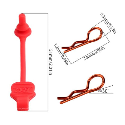 8PCS TGCWENG Universal RC Body Clips w/Pull Tabs Car Clips R Clips for All 1/10 1/12 Scale Losi HPI Arrma Kyosho Himoto RC Car Truck Crawler Body Shell Upgrades (1.2mm Orange Clips+Red Pull) - color: Orange Clips+Red Pull