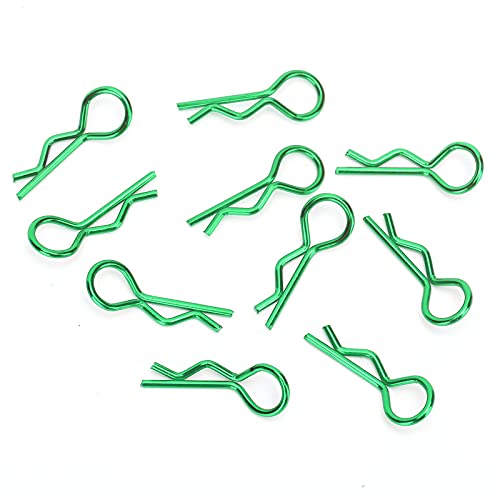 Qiilu Durable RC Body Clips for 1/5 1/6 /8 /10 RC Car - 10Pcs Metal Shell Clip Pins, Teardropshaped Pull Tabs (Green) - color: Green